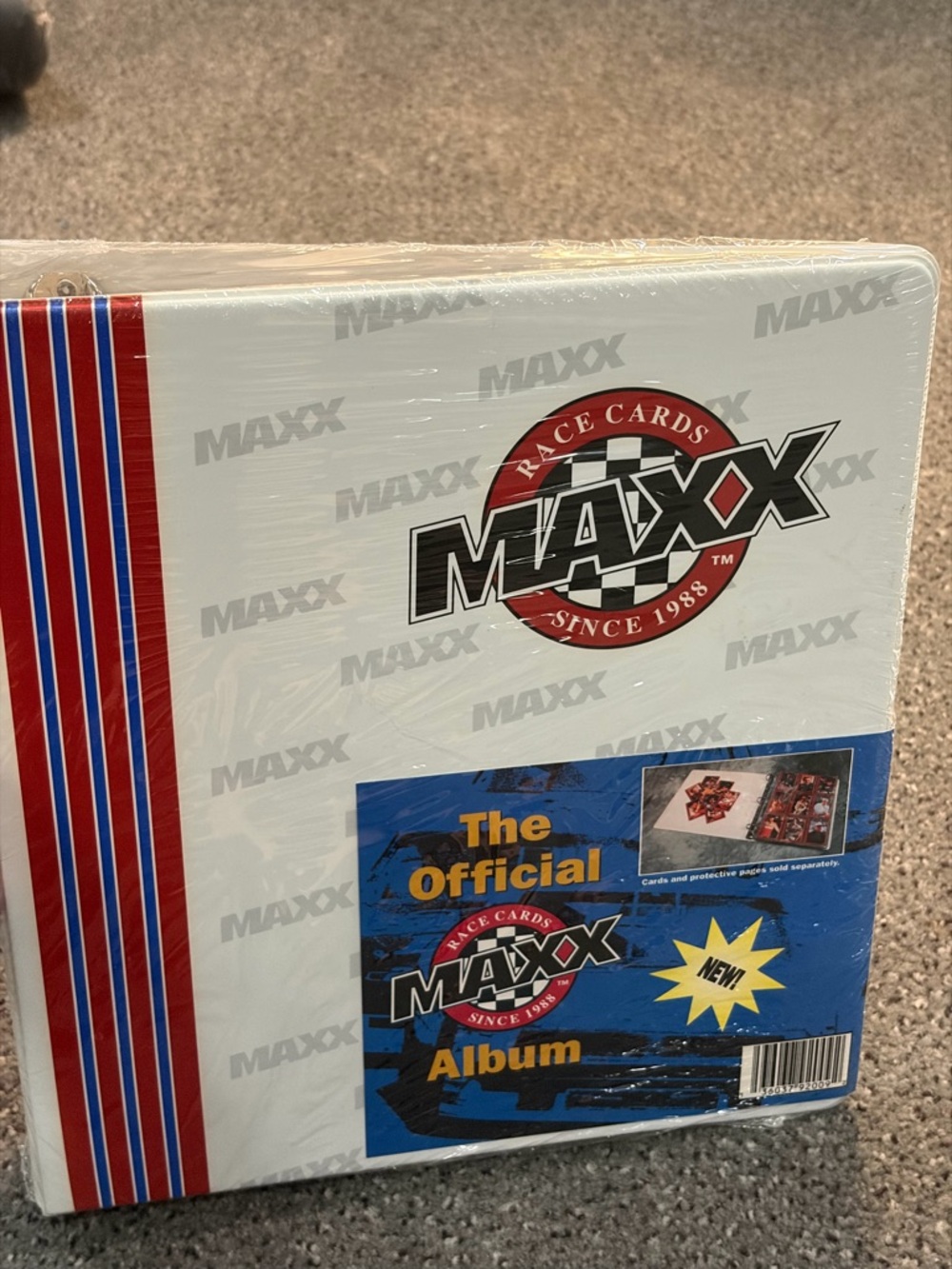 MAXX Official Race Cards Album in White with Red & Blue Accents